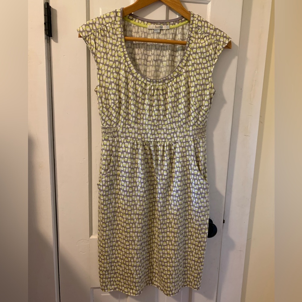 Boden Margot Dress Yellow Gray Capsleeves Sz 6